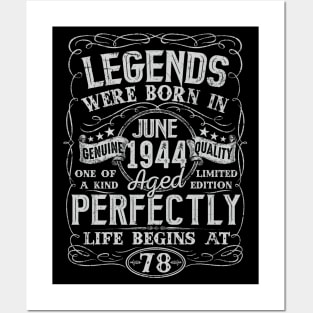 78th Birthday Vintage Legend Were Bon in June 1944 78 Years Posters and Art
